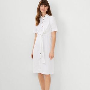 NWT Ann Taylor Tie Waist Linen Blend Shirtdress